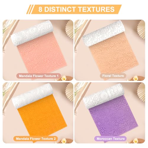 8 Pcs Non-Stick Polymer Clay Texture Rollers (Complex Texture) - color: Complex Texture