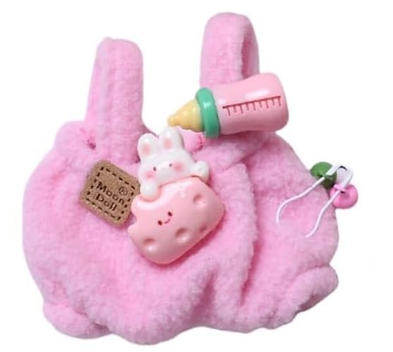Clothes for LABUBU 17cm Doll (NO Doll),Outfit for LABUBU,Dress and Hairpin Set for LABUBU Dress Up,Accessories for LABUBU - color: Pink Bear