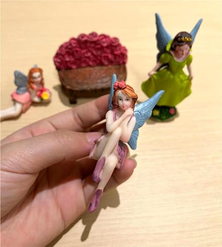 Miniature Garden Fairy Figurines Set, 4 Piece Fairy Garden Accessories with Flower Chair, Cute Fairies Gifts for Outdoor Fairy Garden Decor - style: Fairie Set of 4