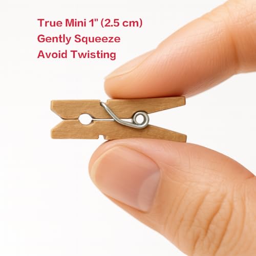 LWR CRAFTS Wooden Mini Clothespins 100 Per Pack 1" 2.5cm (Natural) - color: Natural