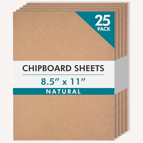 Grafix Medium Weight Chipboard – 8.5"x11", Natural Acid-Free 0.057” Sheets, Create Three-Dimensional Embellishments for Cards, Papercrafts, Mixed Media, Home Décor, and More, Pack of 25