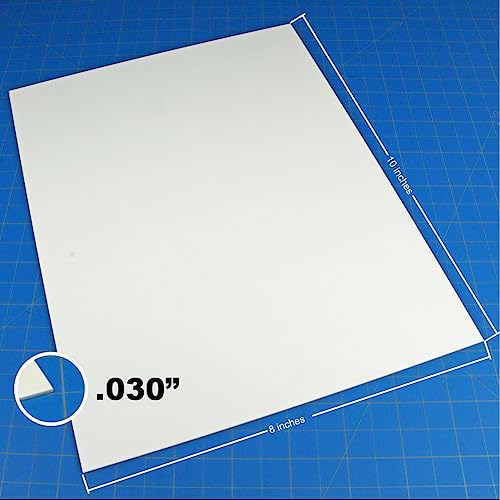 LITKO Plasticard Styrene Sheets | .030" Modeling Plastic | White | 8 Pack - size: .030 Inch