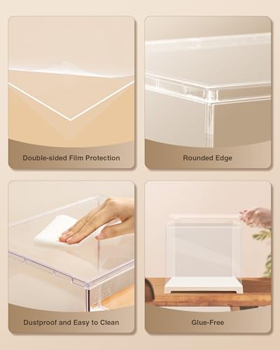 Rolife Dust Cover for Miniature House Building Sets Dsplay Case, Stackable Acrylic Display Box for Collectibles Storage Box with Door Dustproof Prevention (10.6x8.6x8.5inch) - size: 10.6"x8.6"x8.5"