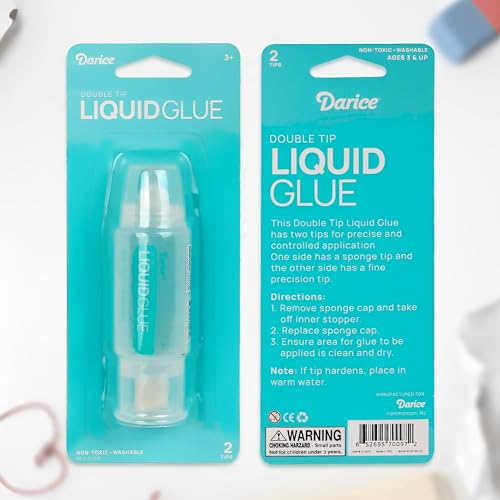 Darice Liquid Glue 3 Pack - 1 Oz Adhesive for Scrapbooking & Mounting - Dual Tip Dispenser for Precise to Full Coverage - Dries Clear