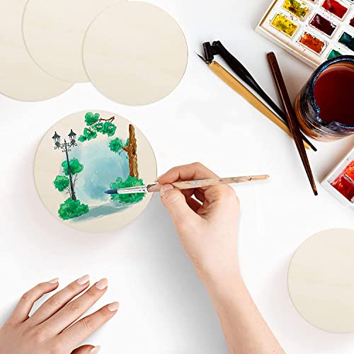 30 Pieces 4" Inch Unfinished Round Wood Discs for Crafts Wooden Cutout Tiles Wood Circles Round Slices Painting and Christmas Decorations,Home Decoration,DIY Craft Coasters for Painting Writing - size: 30 Pieces 4" Round