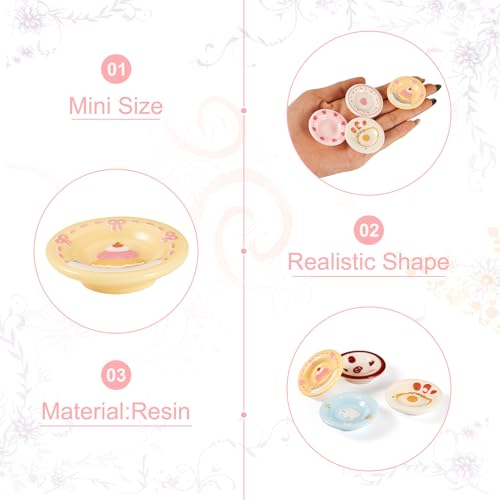 FASHEWELRY 16Pcs Cute Dollhouse Cake Plates Resin Miniature Playhouse Dishes 38mm Kitchen Tableware Models Display Ornaments for Micro Landscape Decoration Garden Home Party Decor - color: 8 Colors-round Plates