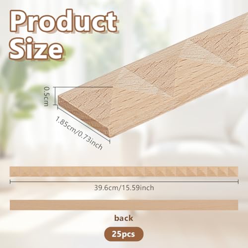 OLYCRAFT 25Pcs 3D Decorative Wood Trim Molding Pyramid Unfinished DIY Trims 15.6 Inch Half Wooden Trim Molding Decorative Wood Trims for Home Wall Door Border Ceiling Cabinet Window - style: Pyramid