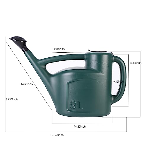 2+ Gallon Watering Can for Outdoor Plants,Large Garden Watering Can with Long Spout, Lid and Detachable Sprinkler Head, Leak Proof Heavy Duty Plastic Watering Pot for Indoor Plants - 9L - size: 9L