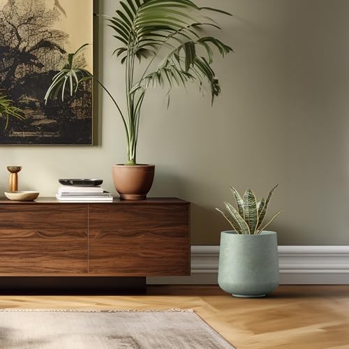 Kante Accent Round Curved Mint Green Concrete Planter 13" Dia, Outdoor - color: Mint Green, size: 11.6" D