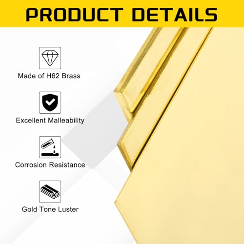 MECCANIXITY Brass Sheet, 0.4" X 0.4" 28 Gauge(0.3mm) Thickness H62 Brass Metal Plates Thin Metal Sheets with Gloves for Craft DIY Model Jewelry Electrical Repair Industrial, Pack of 4, Gold - size: 0.4" x 0.4" 28 Gauge(0.3mm)
