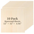 Balsa Wood, Plywood Sheet, Unfinished Basswood Blank, 12×12×1/16 in, 10 Pcs - size: 10 Pack -12X12X1/16 Inch