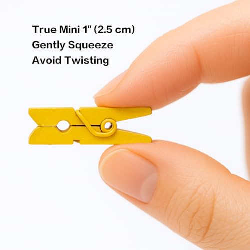 LWR CRAFTS Wooden Mini Clothespins 100 Per Pack 1" 2.5cm (Yellow) - color: Yellow