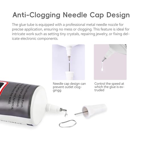 B-7000 Glue for Rhinestones and Jewelry Making | 50ml Clear Multipurpose Adhesive with Precision Tip | Super Strong Viscosity Craft Glue for Phone Screen Fabric Glass Wood | Waterproof Industrial Glue