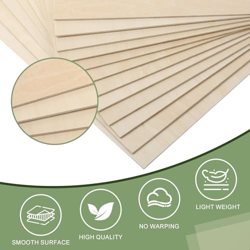 10 Pack Basswood Sheets 1/8x12x20 Inch, Unfinished Wood for Crafts, 3mm Basswood for Laser Cutting & Engraving, Wood Burining,Architectural Models, Plywood for Painting. - size: 10P 12x20x1/8in