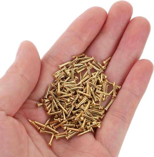 Tiny Wooden Nails for DIY Craft Projects, Antique Drawer Repairing, Mini Boxes Decorative Accessories[Set of 200pcs] (1×8mm/0.31inch, Gold) - color: Gold, style: 1*8mm