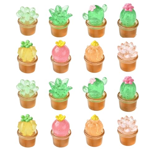 Stiesy Mini Cactus Decor Set 40Pcs, Transparent Resin Cactus Plant Miniature Figurines Display for Home Office Dollhouse Micro Landscape Desktop Decorations,8 Styles - color: Cactus-8 Styles-40pcs
