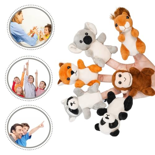 Farm 6pcs Finger Puppets Set, Cute Animal Puppet Mini Hand Puppets Role-Playing Story Animal Soft Plush Toy for Kids Monkey, Fox, Squirrel, Raccoon, Panda, Koala (jungle01) - color: Jungle01
