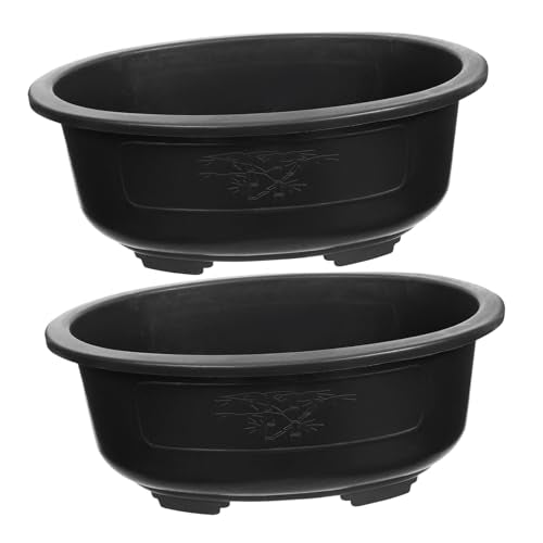 2Pcs Bonsai Training Pot 15 inch Plastic Flower Pot Bonsai Pot with Drainage Hole, Bonsai Planter Pot Plants Growing Pots for Nursery, Garden, Balcony, Black