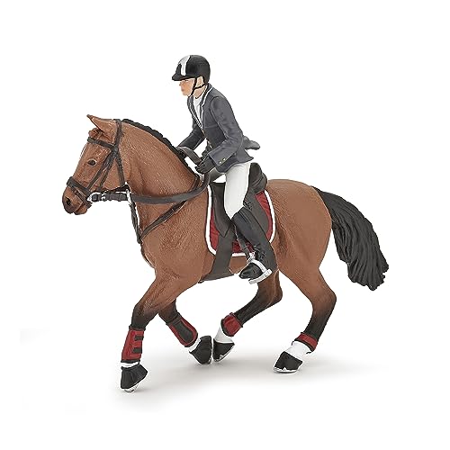 Papo - Hand-Painted - Figurine - Horses,Foals and Ponies - Competition Horse with Rider-51561 - Collectible - for Children - Suitable for Boys and Girls - from 3 Years Old