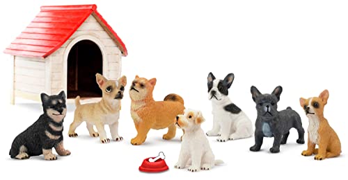 Toymany 12PCS Mini Dog Figurines – Realistic Hand-Painted Plastic Puppy Figures, Lifelike Animal Toy Set for Kids, Perfect Cake Toppers & Birthday for Boys Girls 3+ - style: A-Dogs
