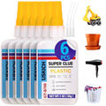 Super Glue for Plastic with Anti Clog Cap. 6 x 1 fl oz,Plastic Glue- Adhesive CA Glue for Model and Miniature,Suitable for PLA, ABS,PVC,3D Printing,Toys,Legos.Heavy Duty Model Repair Kit, Quick Dry - style: Plastic-Glue