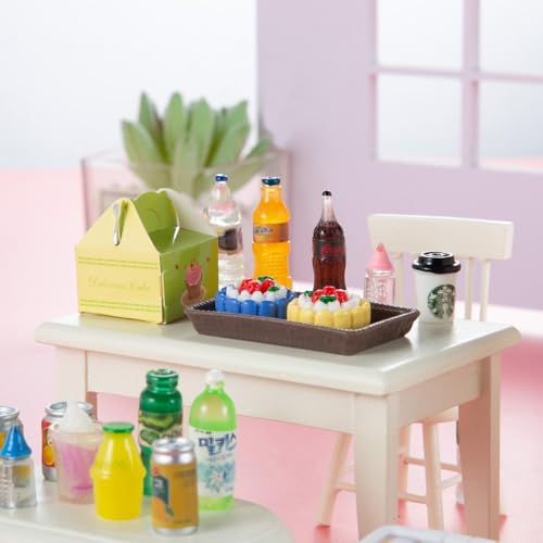 86 Pieces Miniature Pepperoni Pizza Cakes Donuts Tarts Ice Cream Burgers Set with Box for Dollhouse Mini Simulation DIY Prop Decoration Play Food Toys Pretend Kitchen Stores Supermarkets Accessories