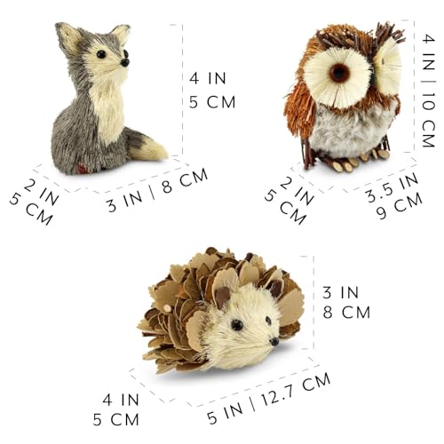 AuldHome Design Woodland Friends Figurines (Set of 3, Fox/Owl/Hedgehog); Forest Animals Decor for Fall, Christmas, Winter and Themed Decor or Parties - size: Fox / Owl / Hedgehog