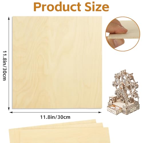 25Pcs 12 x 12 x 1/8 Inch Baltic Birch Plywood Sheets 3mm Unfinished Plywood Sheet for Arts and Crafts, Painting, Pyrography, Wood Engraving, Wood Burning, Laser, Architectural Models