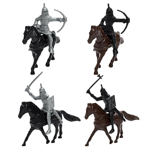 ONEST 40 Pieces Mini Medieval Knights Soldier Army Figures Horses and Soldiers Figurines Cupcake Topper Party Table Decorations - style: 40 Pieces
