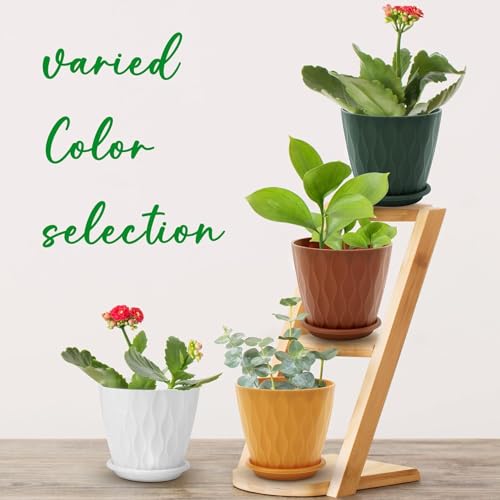 YNNICO 6 inch Plant Pots for Indoor with Drainage Holes and Tray Saucers - color: Multicolor, size: 6 inch