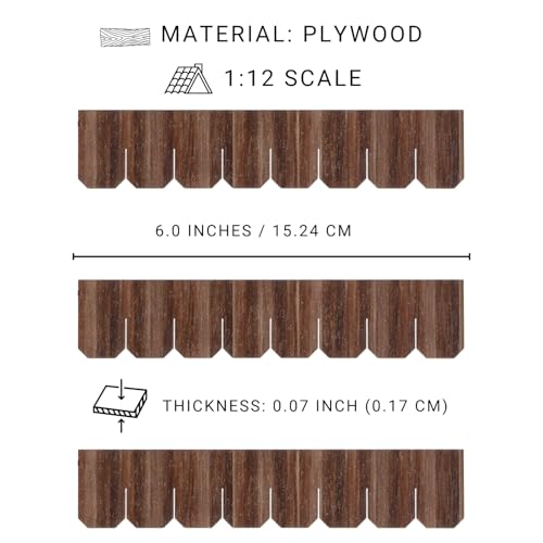 Miniature Roof Shingle Strips for 1:12 Scale Dollhouse Roofing - color: Walnut Tone