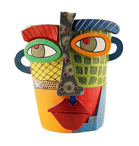 Picasso Abstract Resin Flower Pots Colorful Unique Face Planters Pots Head - color: Regular Face