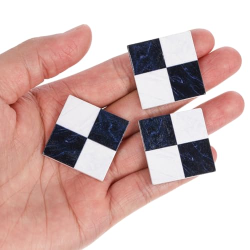 Toddmomy 27Pcs Dollhouse Flooring Black White Mosaic Wood Tiles 1:12 Scale
