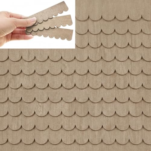 Wenqik 100 Strips Dollhouse Roof Shingles, Light Brown - color: Light Brown