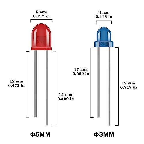 24 Values Multicolor LED Light Emitting Diodes Kit 5MM 3MM White Red Blue Yellow Green Orange Purple Transparent Round LED Lamp Lighting Assorted for Arduino Electronics