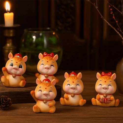 2026 Horse Year Mascot Cute Year of The Horse Car Ornament, Animal Statue Chinese Miniature Horse Figures(Style 1)