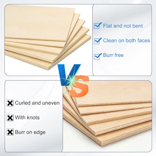 MECCANIXITY 3pcs Basswood Sheets 6x4 x 3/16" Unfinished Wood Boards Plywood - size: 6 x 4 x 3/16 Inch