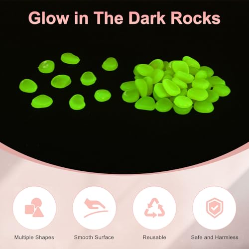 M METERXITY 200-Pack Glow in The Dark Rocks, 0.79" Resin Outdoor Garden Decorations Luminous Pebbles Stones for Garden Plants/Aquarium/Backyard Path, Aquarium Gravel [Yellow] - color: Yellow