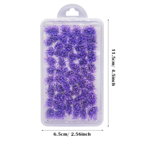 Woohome 53 Pcs DIY Miniature Flower Cluster Flower Vegetation Groups Purple Static Grass Tufts for Train Landscape Railroad Scenery Sand Military Layout Model Miniature Bases and Dioramas - color: Purple