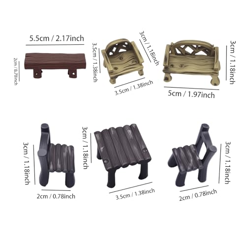 10 Pcs Miniature Table and Chairs Set Vintage Micro Landscape Decoration Garden Furniture Ornaments for DIY Craft Fairy Garden Accessories
