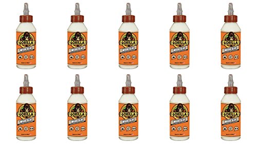 Gorilla Wood Glue, 8 oz., Water Resistant PVA Wood Glue for Indoor & Outdoor Projects, Fast Clamp, Natural Color, Paintable & Sandable (Pack of 12) - size: Bottle 8oz (Pack of 12)