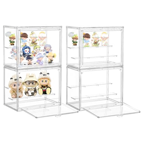 Acrylic Display Case for Collectibles 3 Tier,Small Clear Display Box 4pack - size: S-4pack