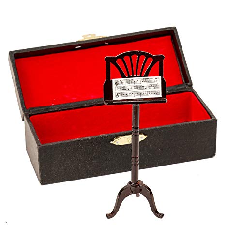 Wooden Miniature Music Stand Replica with Case Bookshelf Sculpture Ornament - color: Music Stand