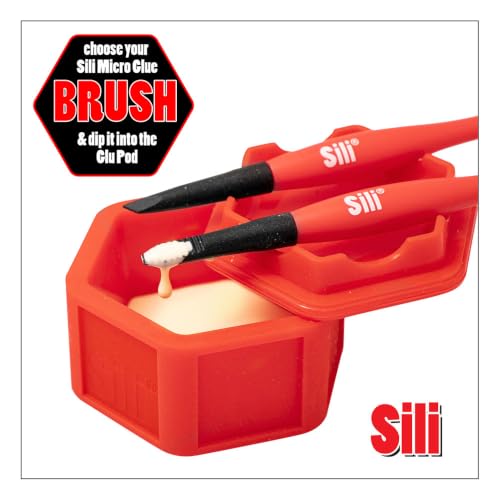 Sili Glue Brush Kit with Micro Wood Glue Applicator Brushes & Storage Pod