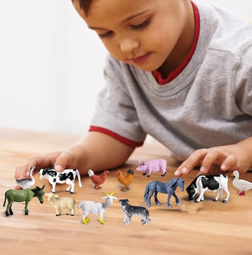 SIENON 12Pcs Mini Realistic Farm Animals Figures Toys for Kids - size: 12 Pieces Miniature Farm Animals