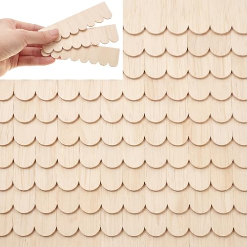 Wenqik 100 Strips Dollhouse Roof Shingles, Natural Wood - color: Natural Wood