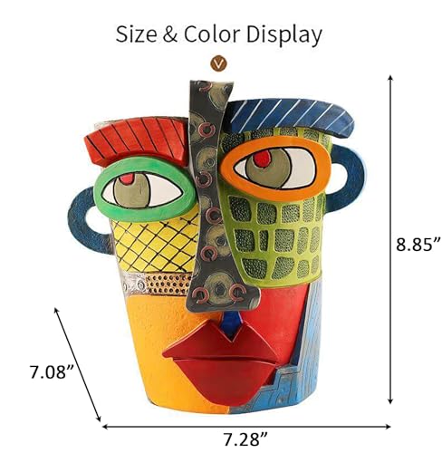 Picasso Abstract Resin Flower Pots Colorful Unique Face Planters Pots Head - color: Regular Face