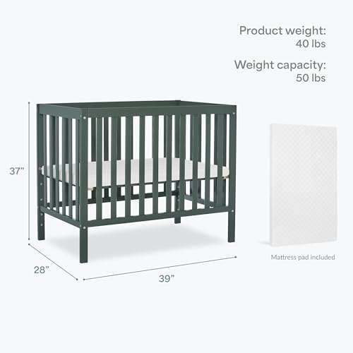 Dream On Me Synergy 4-in-1 Convertible Mini Crib, Small Crib, Olive - color: Olive