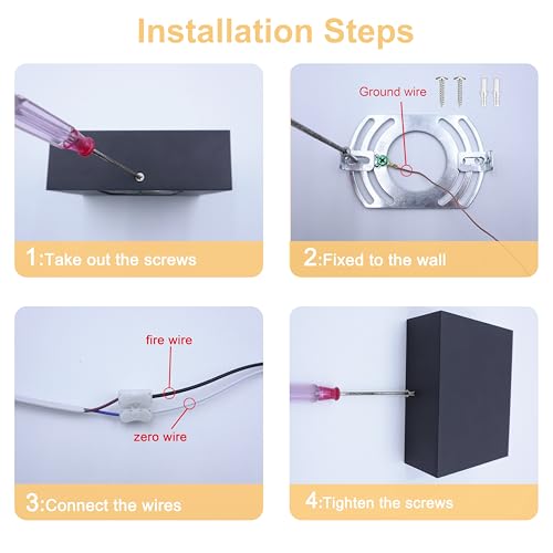 KICAAO LED Wall Sconces 4 Pack, 12W Wall Light, Black Warm Light 3000K - color: Black Warm Light 3000K-4PCS