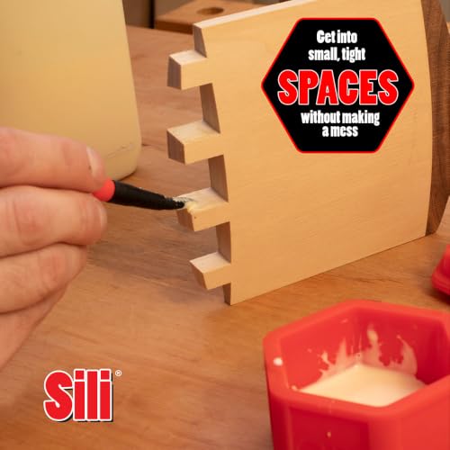 Sili Glue Brush Kit with Micro Wood Glue Applicator Brushes & Storage Pod